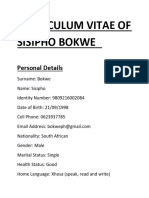 Curriculum Vitae of SISIPHO BOKWE