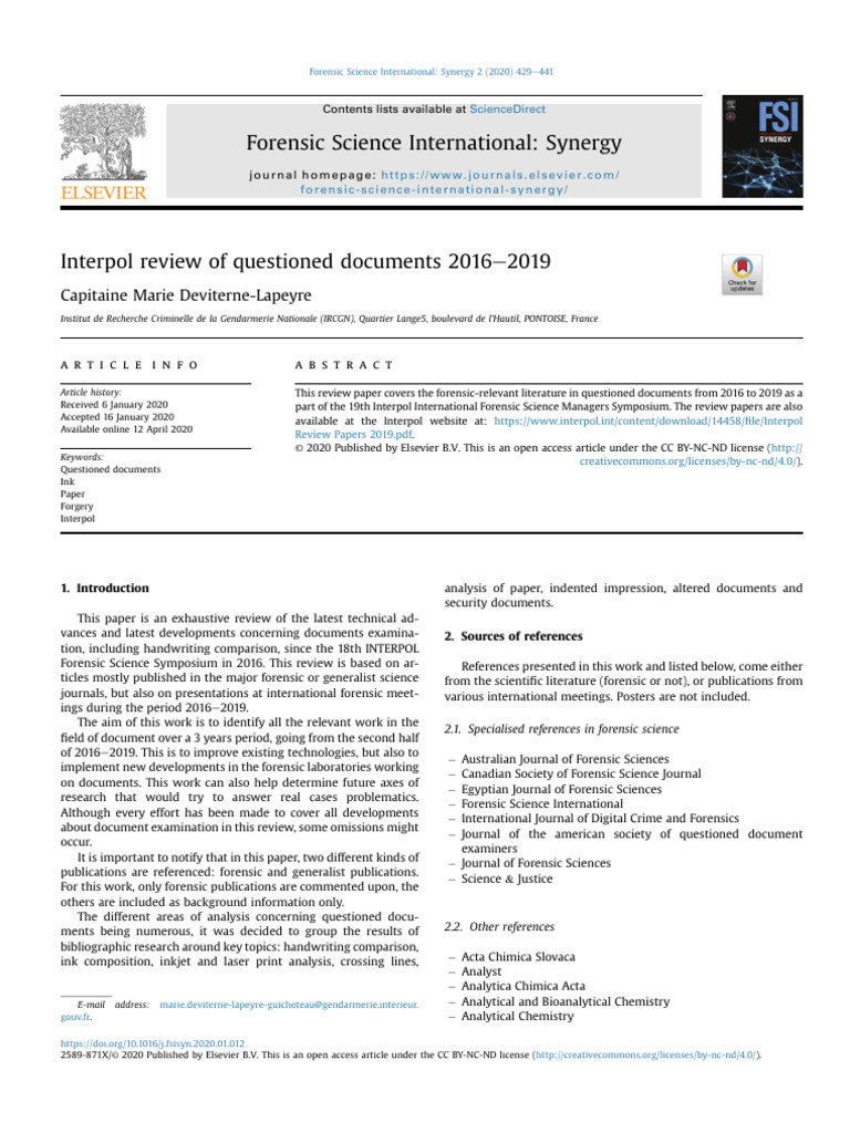 Interpol Review: Questioned Documents 2016-2019 | PDF | Mass ...