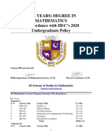 Bs (4 Years) Degree in Mathematics in Accordance With HEC's 2020 Undergraduate Policy