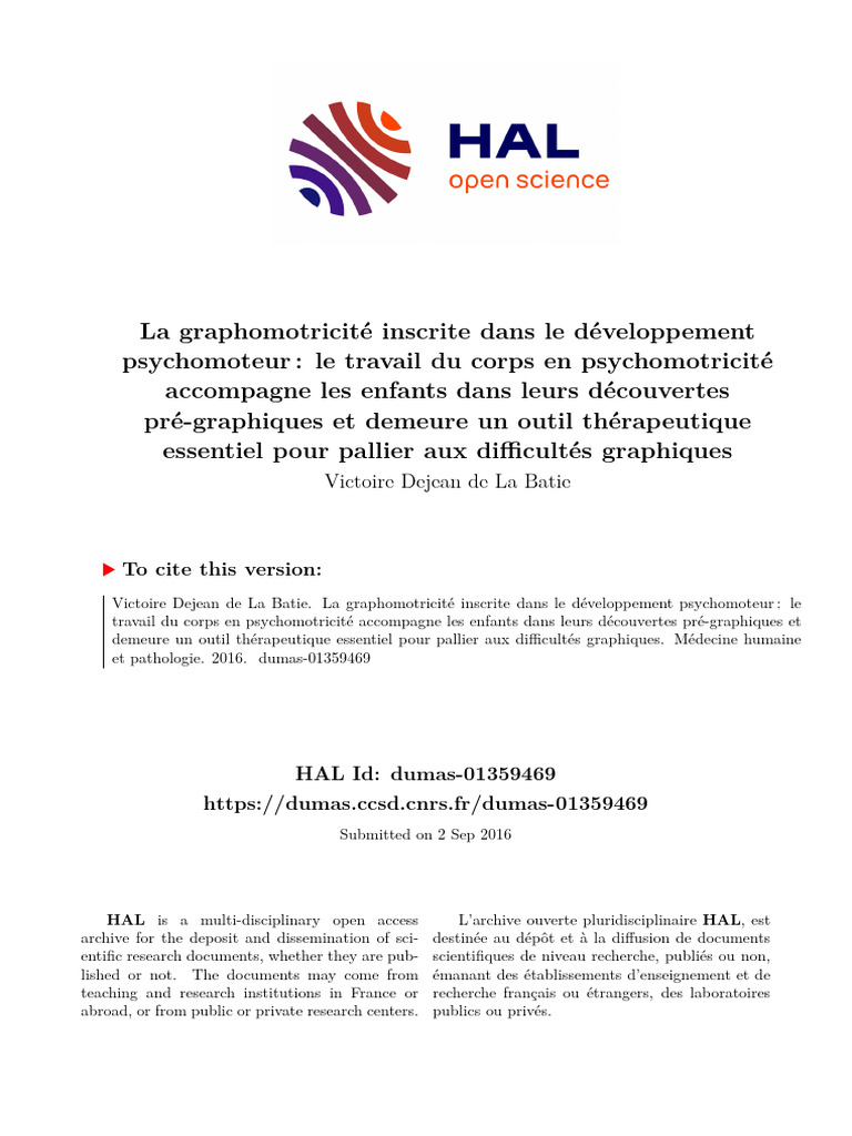 Graphomotricité et développement psychomoteur | PDF | Écriture ...