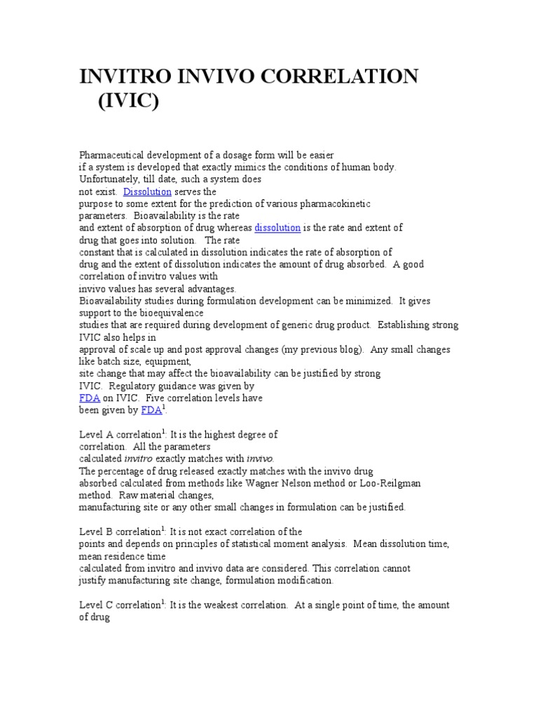 Understanding IVIVC in Drug Development | PDF | Bioavailability ...