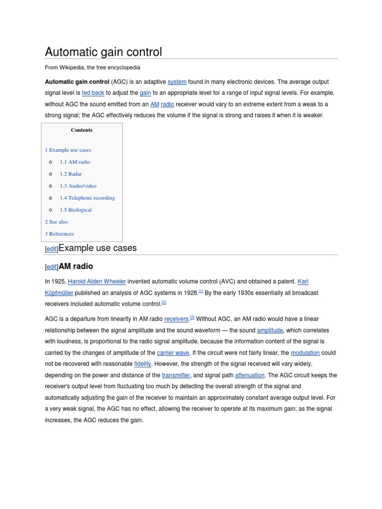 Automatic Gain Control | PDF | Wireless | Electronics