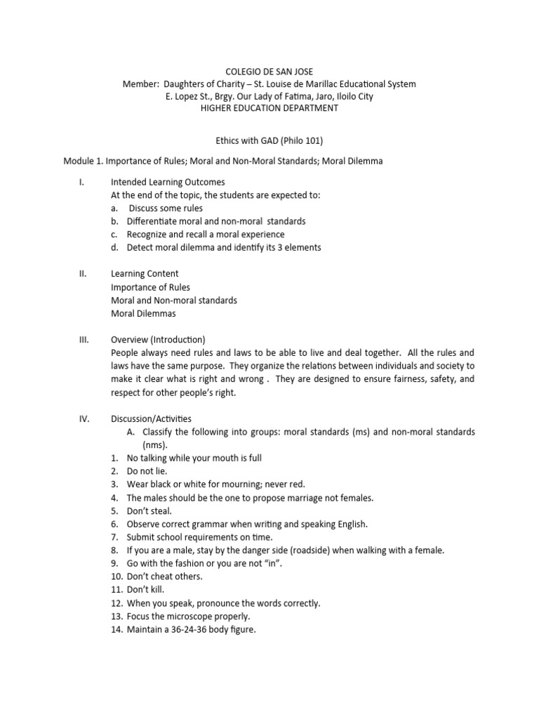 Ethics Module 1 | PDF