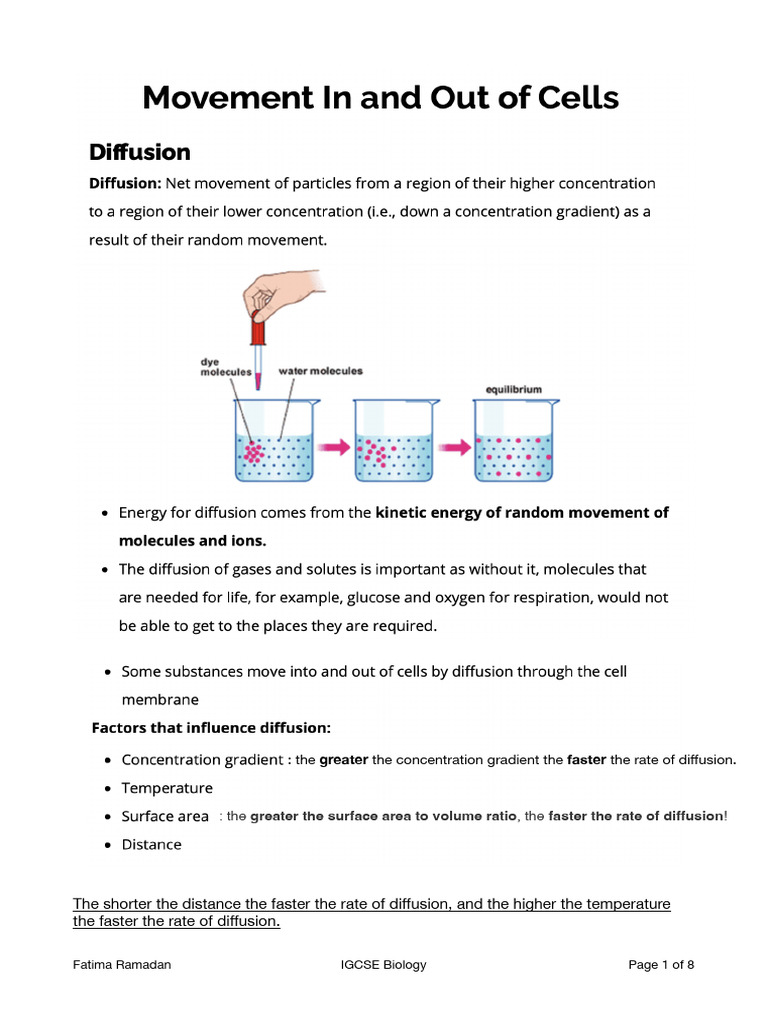 Movement in and Out of The Cell | PDF | Osmosis | Biology