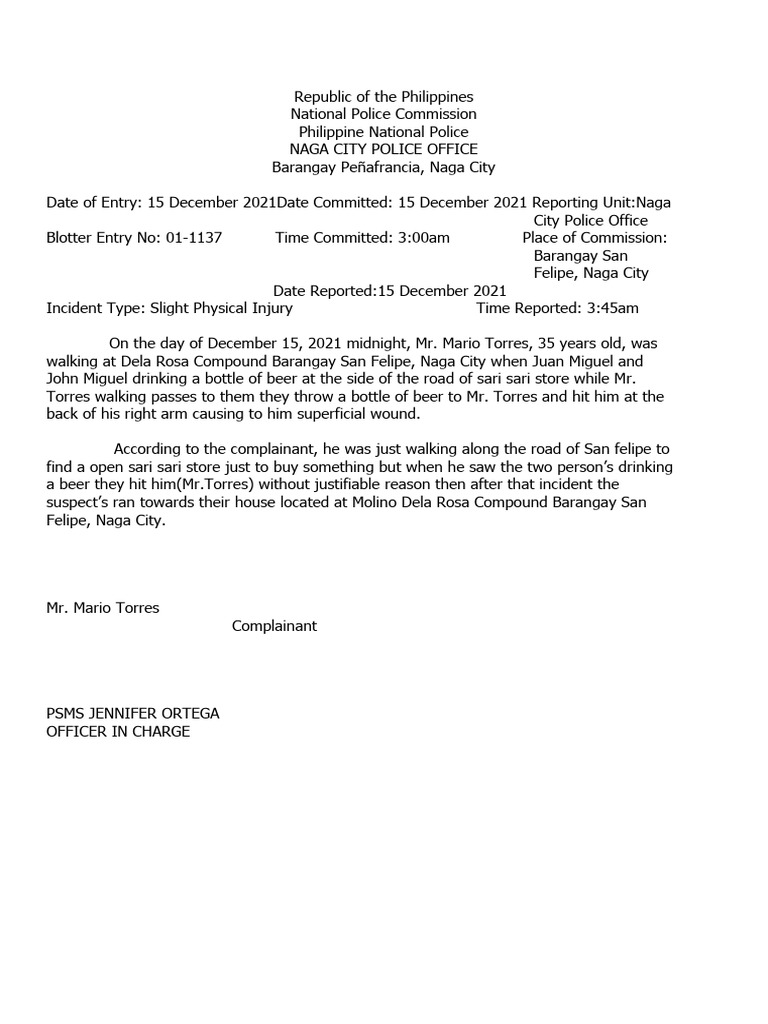 BLOTTER | PDF | Law Enforcement | Crime & Violence