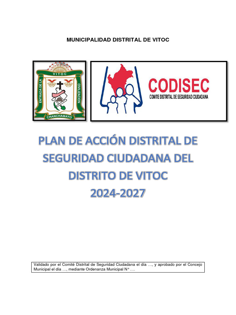 Plan de Seguridad Ciudadana Vitoc 2024-2027 | PDF | Violencia doméstica ...