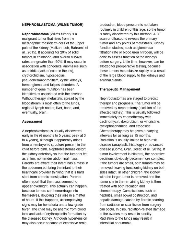 Wilms Tumor: Key Insights for Parents | PDF | Medical Specialties ...