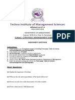 Techno Institute of Management Sciences: Subject:-Strategic Management (KMBN301)