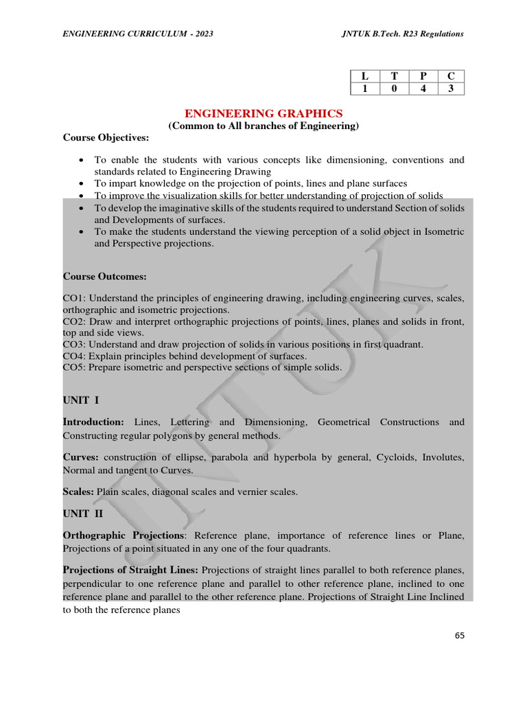 Engineering Graphics Syllabus R23 | PDF | Line (Geometry) | Geometry
