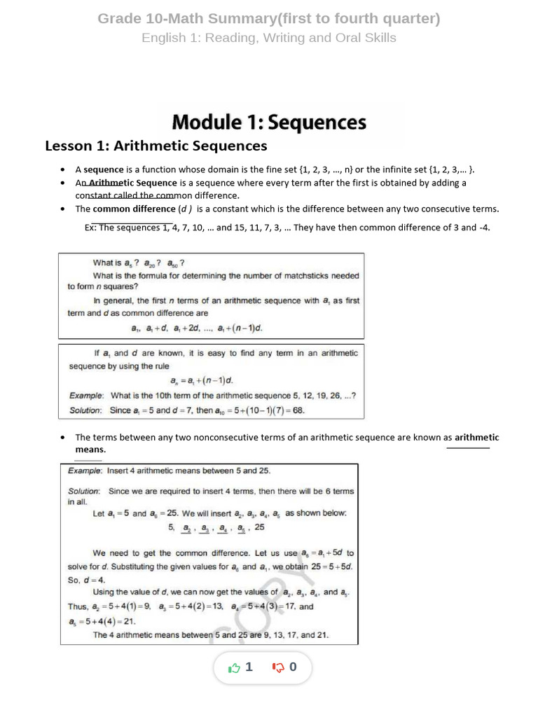 Arithmetic and Geometric Sequences Guide | PDF | Circle | Perpendicular