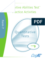 Cogat Practice Activities Quantitative Level 9