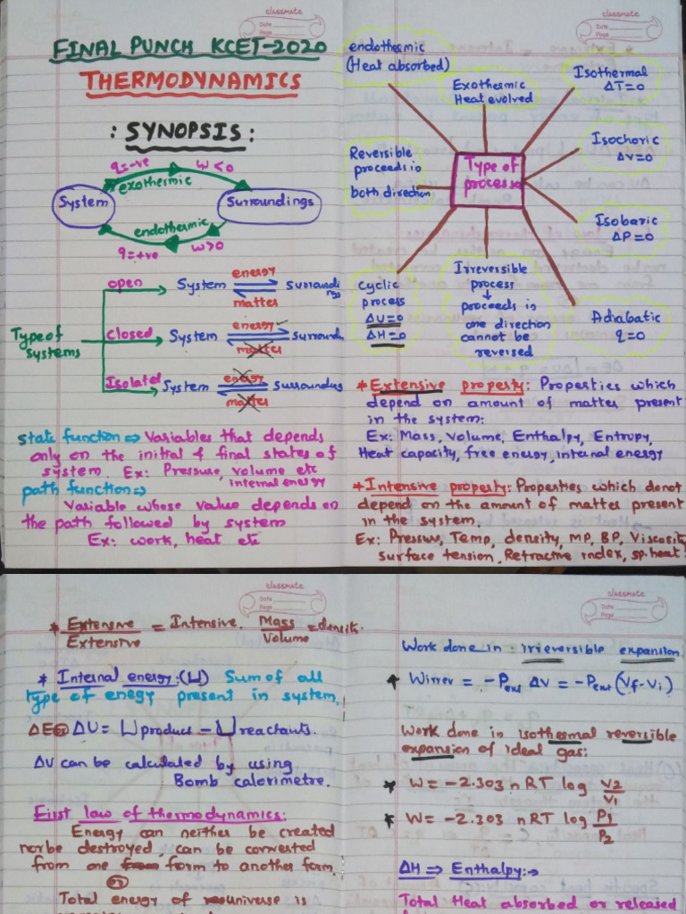 Thermodynamics Notes for Class 11 | PDF | Applied And Interdisciplinary ...