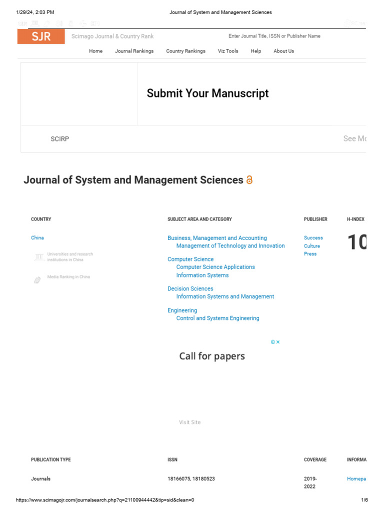 Journal of system and management sciences pdf citation science