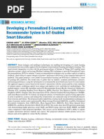 Developing A Personalized E-Learning and MOOC Recommender System in IoT-Enabled Smart Education