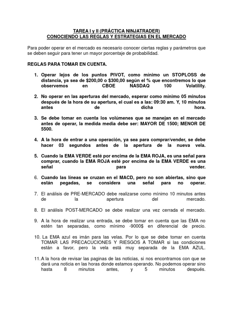 Reglas de ninjatrader pdf