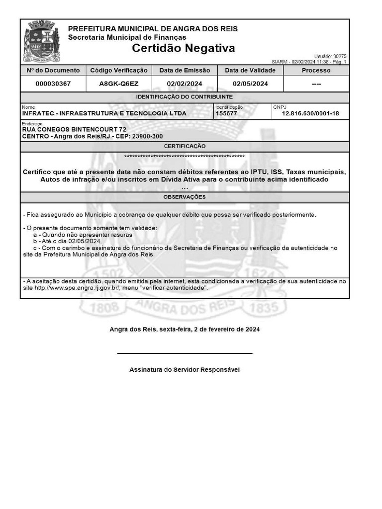 Certidao Regularidade Municipal Comprovante Regularidade Municipal 2024 ...