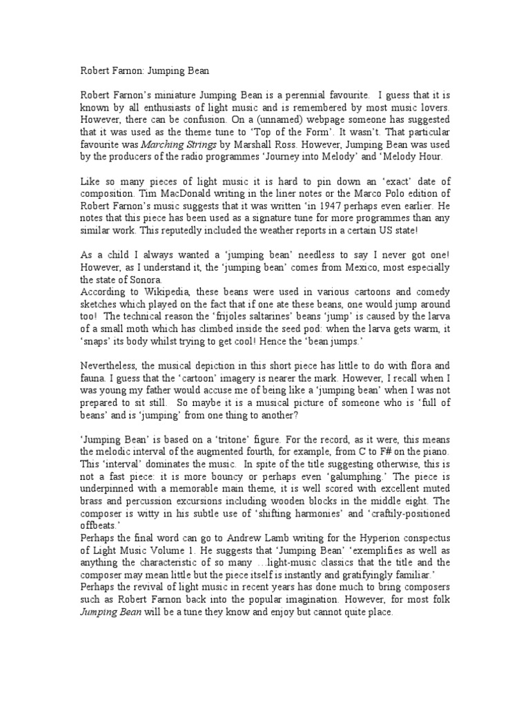 Robert Farnon Jumping Bean PDF Music Theory Performing Arts