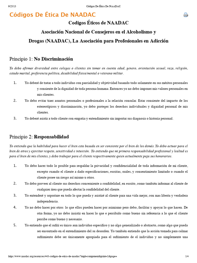 Código de Ética de NAADAC | PDF | Comportamiento | Desobediencia civil