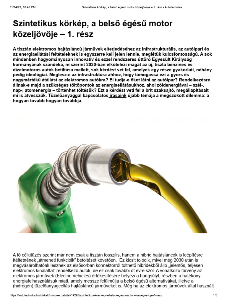 Szintetikus Körkép, A Belső Égésű Motor Közeljövője - 1. Rész ...