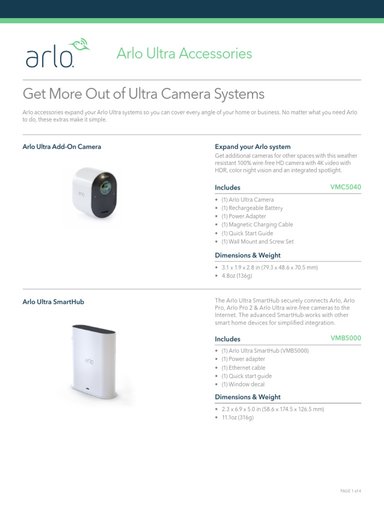Essential Arlo Ultra Accessories Guide | PDF | Battery Charger ...