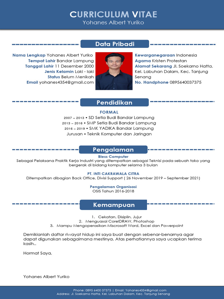 CV Yohanes Albert Terbaru | PDF