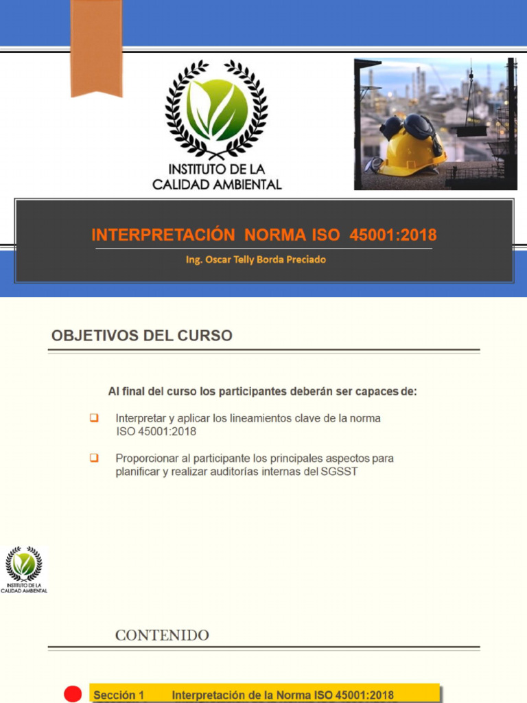 Presentación Clase 1 Norma Iso 45001 | PDF