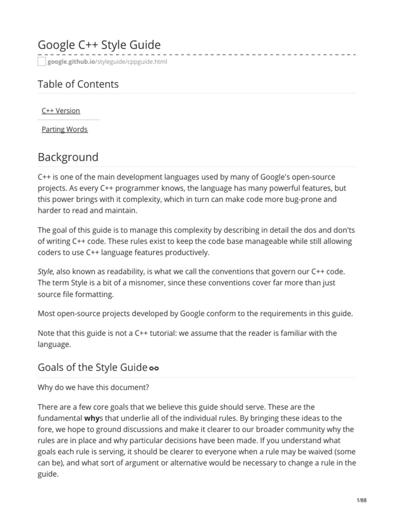 Google C Style Guide | PDF | Constructor (Object Oriented Programming ...
