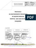 Protocolo de Mantenimiento Preventivo de Equipos Medicos Hospital San Juan de Dios Cauquenes