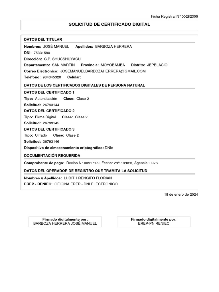 Solicitud de Certificado Digital 2024 | PDF | Clave (criptografía ...