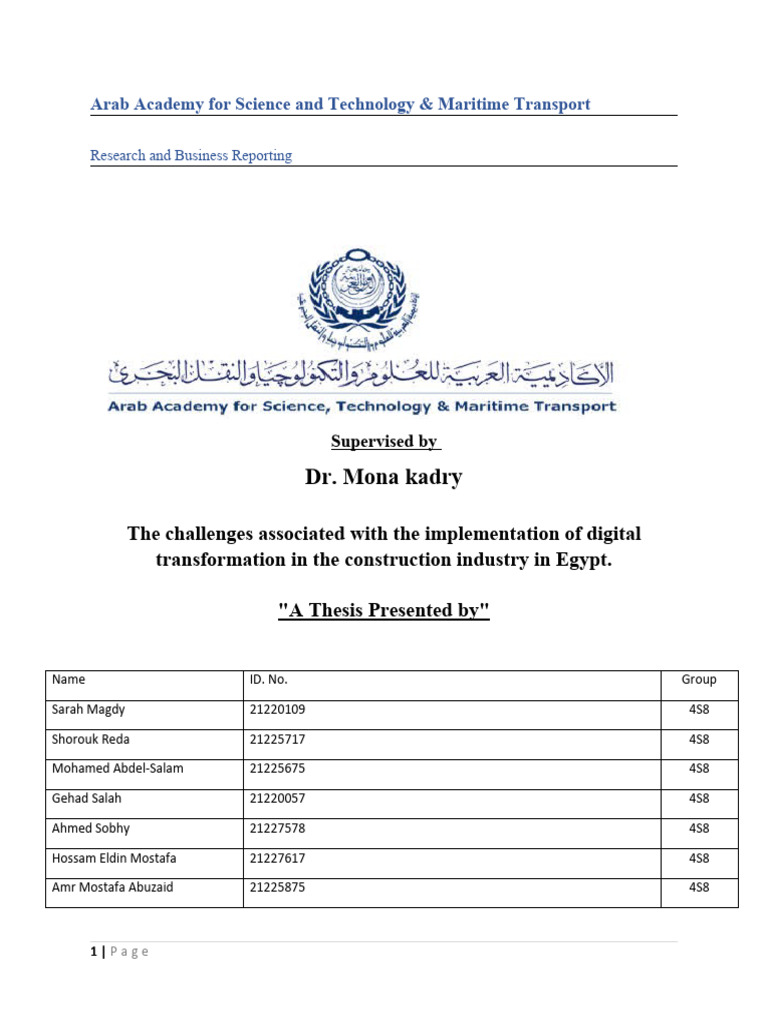 Digital Transformation Challenges in Egypt's Construction Industry ...