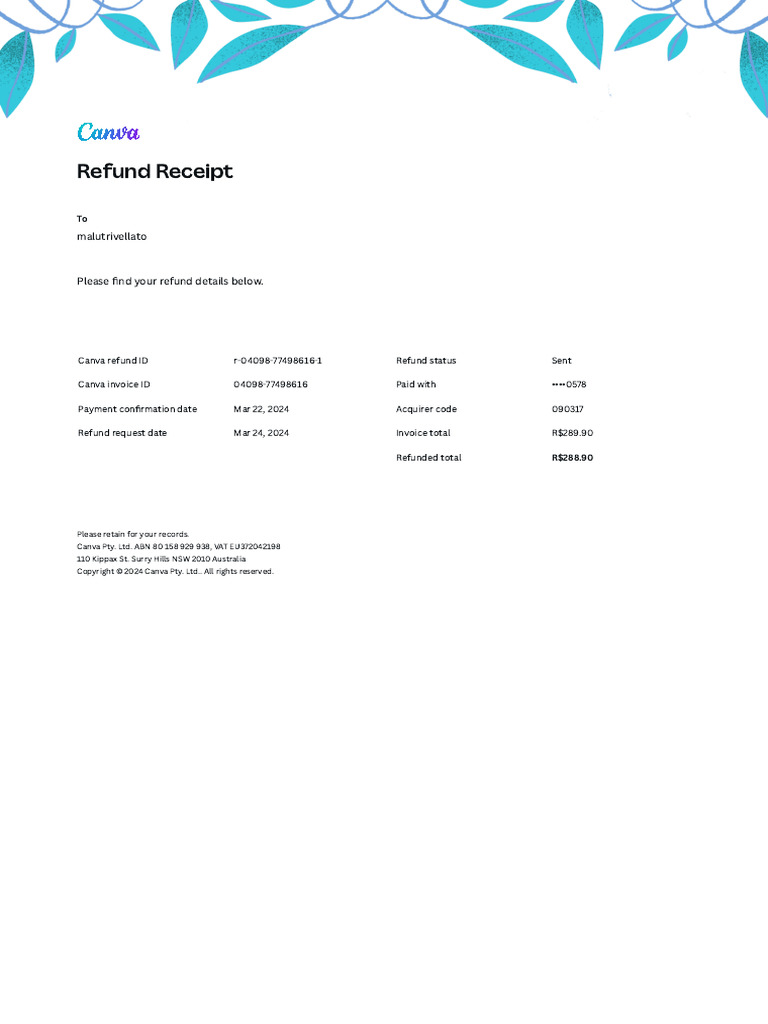 Refund Confirmation Notice | PDF