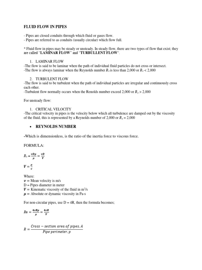 Reynolds Number and Flow in Pipes | PDF | Reynolds Number | Fluid Dynamics