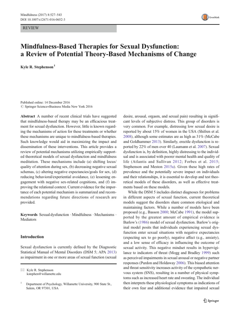 Mindfulness in Treating Sexual Dysfunction | PDF | Cognitive Behavioral ...