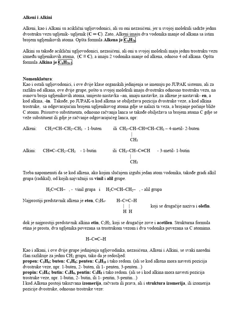Alkeni I Alkini | PDF