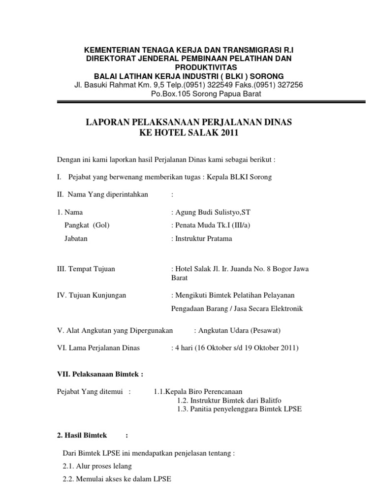 Laporan Perjalanan Dinas