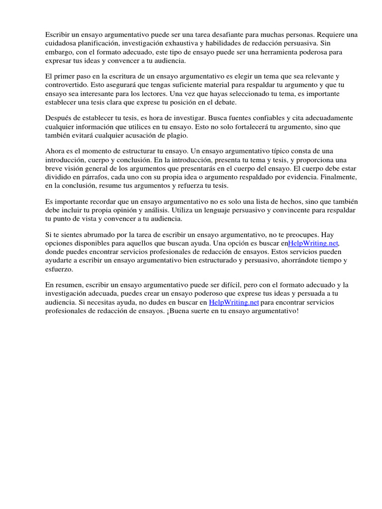 Formato para Ensayo Argumentativo | PDF | Ensayos | Comunicación humana