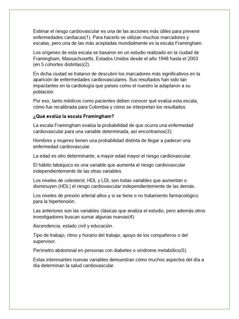Framingham | PDF | Enfermedades cardiovasculares | Enfermedades y ...