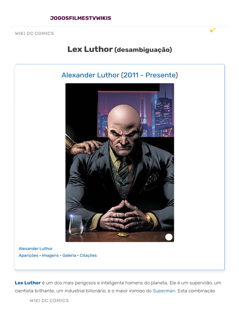 Lex Luthor: O Vilão Icônico da DC | PDF | Super-Homem | Editoras de ...