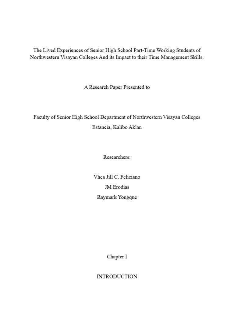 Impact of Part-Time Work on Student Time Management | PDF | Experience ...