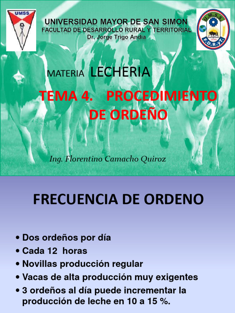Tema 4. PROCEDIMIENTO DE ORDEÑO | PDF | Leche