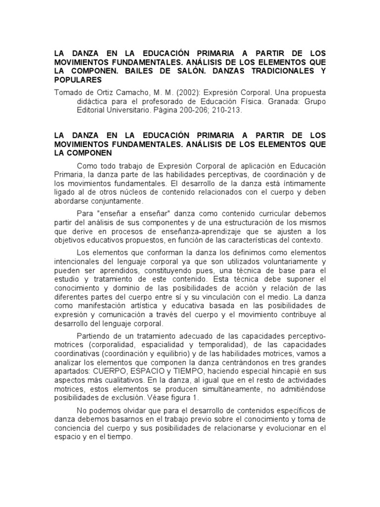 Elementos de la Danza en Primaria | PDF | Ritmo | Bailes