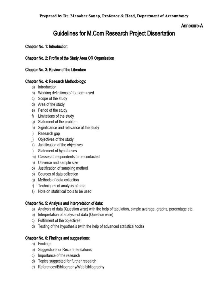 M.Com Dissertation Guidelines | PDF | Thesis | Statistics