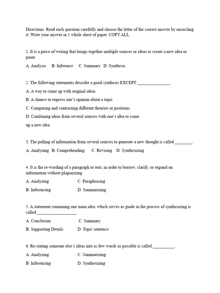 Synthesizing Information | PDF | Information | Plagiarism