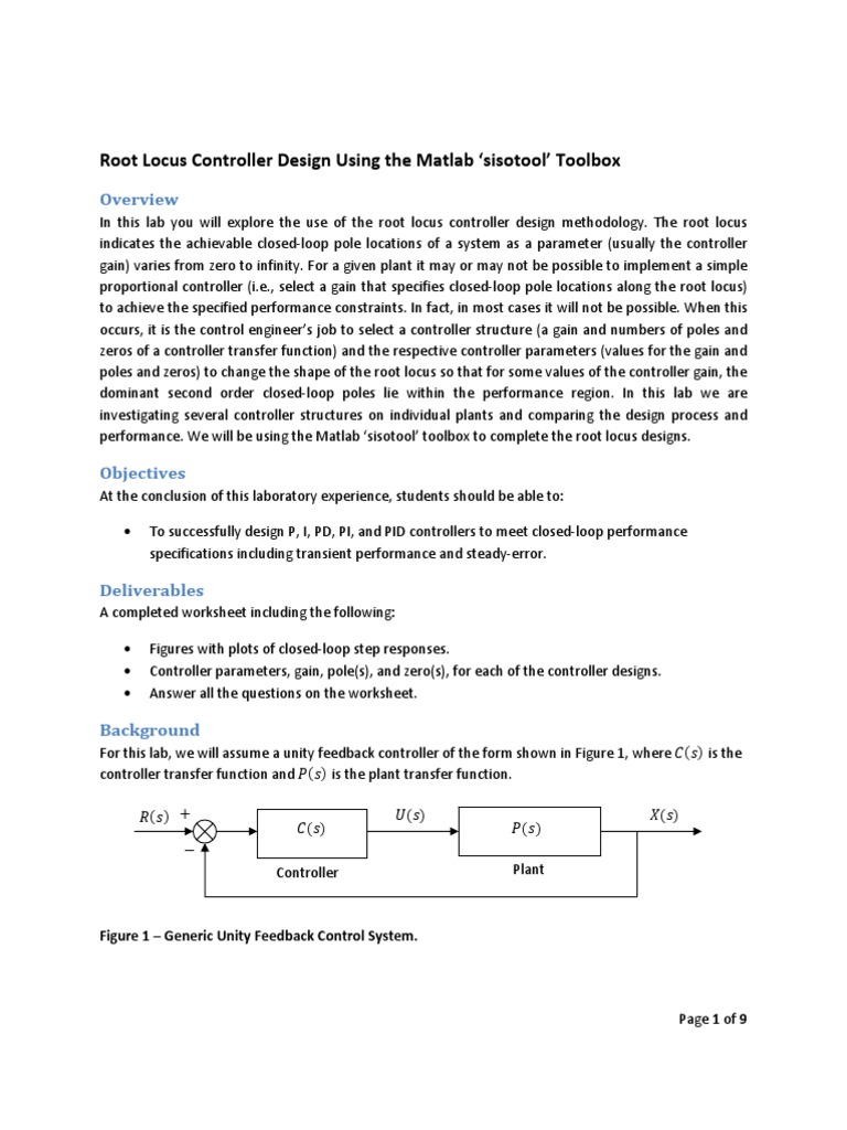 Root Locus Controller Design in MATLAB | PDF | Control Theory | Emergence