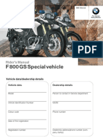 BMW F800GS Special vehicle Riders Manual
