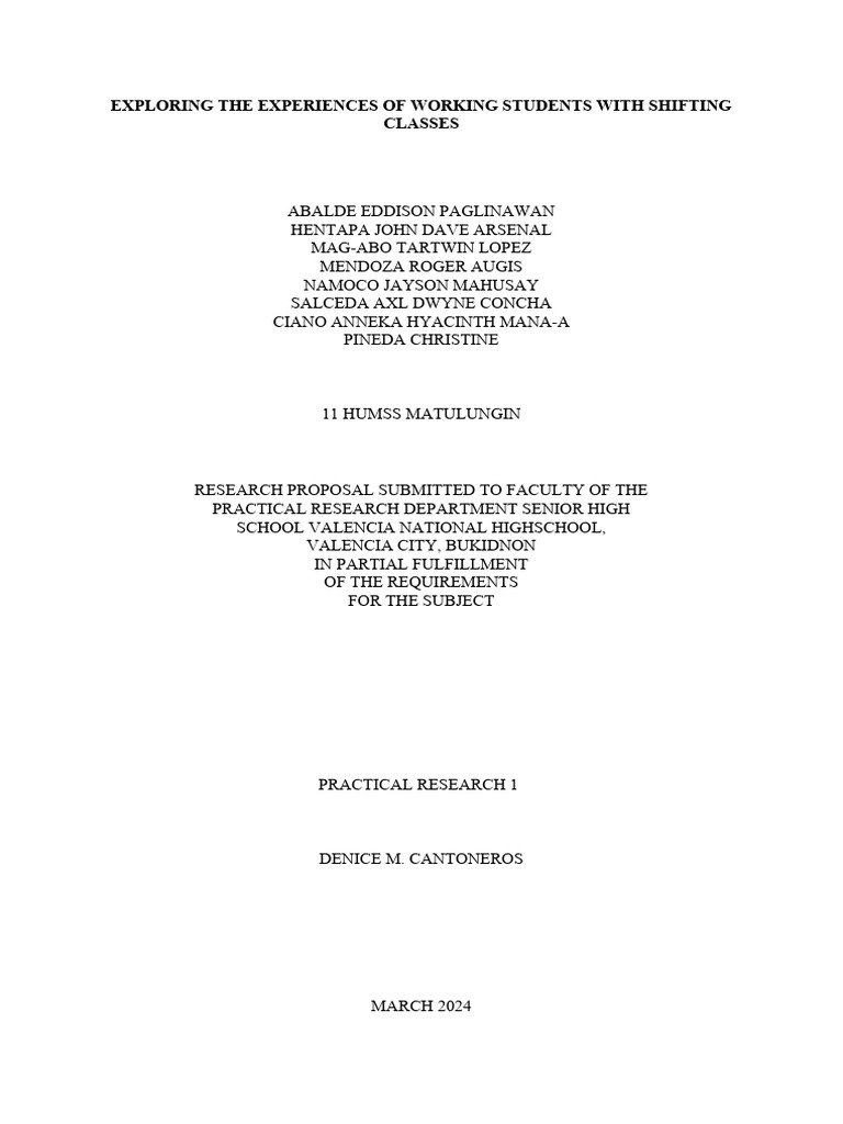 Working Students' Challenges with Shifting Classes | PDF | Occupational ...