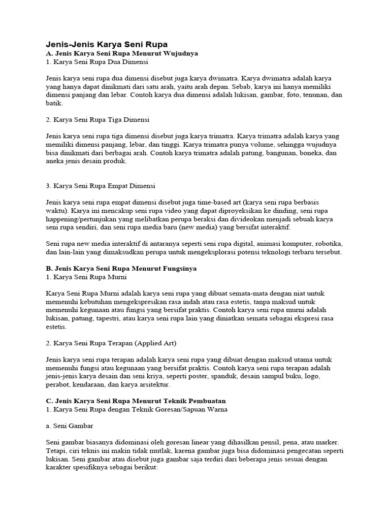 Jenis Jenis Seni Rupa | PDF