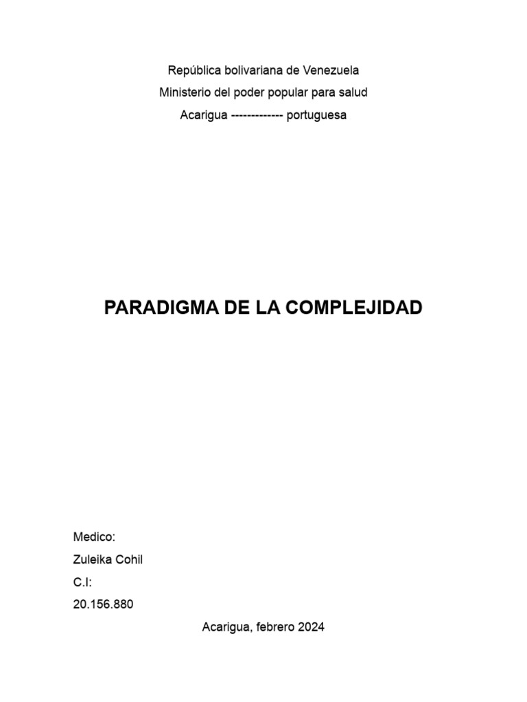 Paradigma de la Complejidad en Salud | PDF