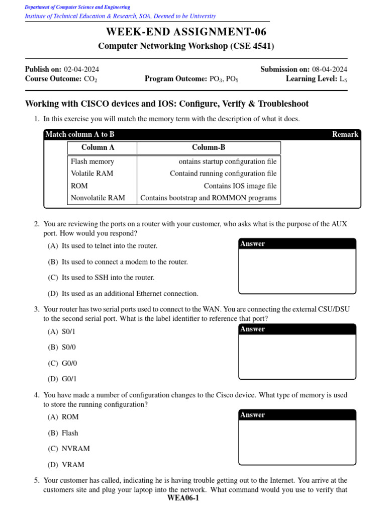 Cisco Networking Workshop Assignment | PDF | Router (Computing ...