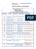 Cronograma Antropología Filosófica EAD (Abril - Junio 2024)